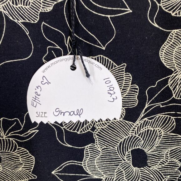 Effie's Heart Mini Dress Womens Small Black Floral Long Sleeve Pockets Fit Flare - Picture 8 of 10